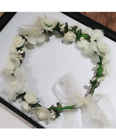 Flower Crown Headband Wreath Garland Hair Bands 2 Pack - Beige Tone - Wedding Bridal Hair Accessories for Women - Buy Online on GoSupps.com