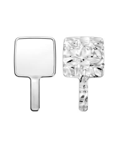 YCHMIR Hand Mirror Hand Held Mirror Electroplate Mirror Sliver  Square 5 x9.1 inch Sliver Square M