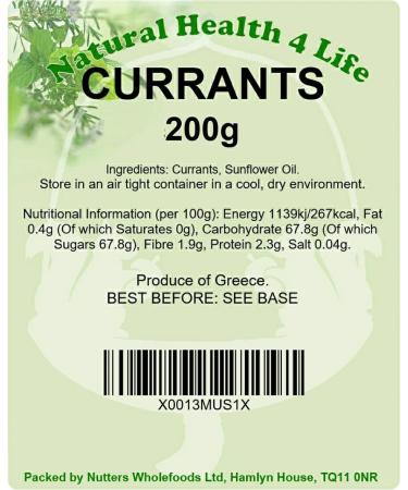 Natural Health 4 Life Dried Currants - 200g - Buy Online on GoSupps.com
