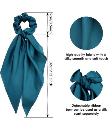 Cinaci 12 Pieces Solid Silky Satin Chiffon Hair Ties with Long Ribbon Bow Tail Hair Scrunchies Ponytail Holders Rubber Bands Accessories for Women Girls Teens - Buy Online on GoSupps.com