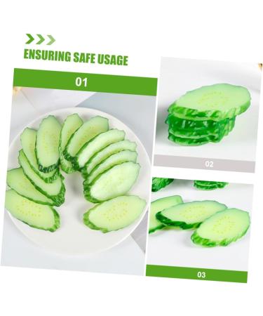 ORFOFE 6pcs Simulation Cucumber Slice Simulation Green Vegetable Green 6.50X3.00X0.50CM - Buy Online on GoSupps.com