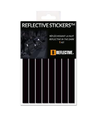 B REFLECTIVE - Set of 8 Retro Reflective Stickers for Scooters, Bikes, Motorcycles. - Multi Support Strips - High Visibility - 3M Technology - Maximum grip Black 8 strips of 0,45" (1,15cm) wide