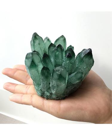 Natural Crystal Rough Beautiful Natural Green Ghost Phantom Quartz Cluster Raw Ores Specimen Home Decor Can be Used for (Size : 300-400g) (Size : 300-400g)