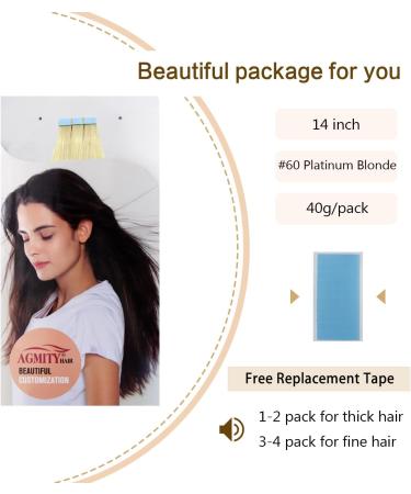 AGMITY Real Human Hair Tape in Extensions - 14 Platinum Blonde Seamless Skin Weft - 20pcs 40g - Buy Online on GoSupps.com