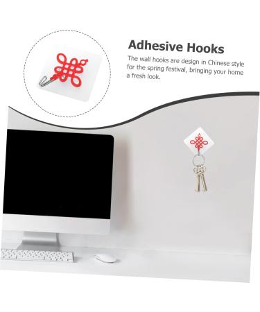 Abaodam 2pcs Chinese Knot Hook Towel Hook Self Adhesive Wall Hook Good Adhesive Hooks Door Hook Square 8x8cm Red - Buy Online on GoSupps.com