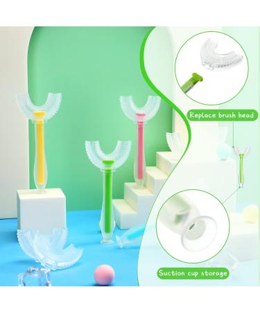 4 Pack Kids U-Shaped Toothbrush with Silicone Brush Heads - Ages 2-6, Bright Colors - Buy Online on GoSupps.com