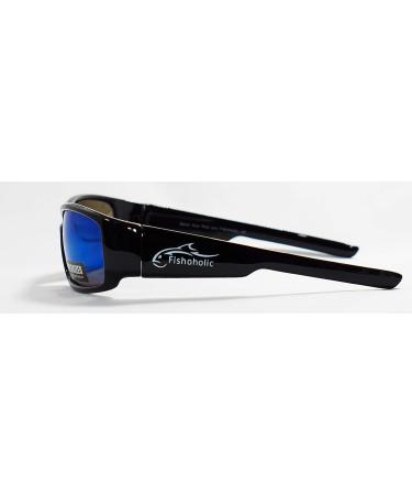 Fishoholic Polarized Fishing Sunglasses -5 Color Options- w Case Pouch UV400 Fishing Gift Gloss Black Blue Mirror - Buy Online on GoSupps.com