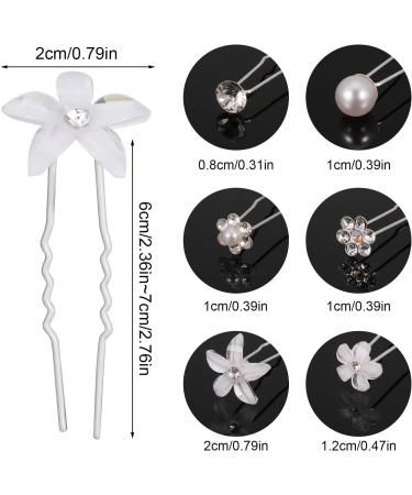 AUXSOUL Bridal Hair Pins - Crystal Pearl U-Shaped Diamond Clips for Wedding - 30Pcs (6 Styles) - Buy Online on GoSupps.com