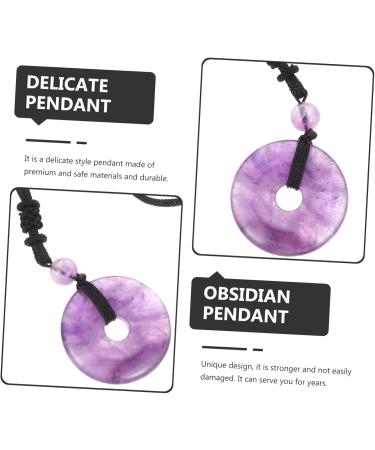 Beaupretty 5-Stone Obsidian Necklace with Safety Buckle | Unique Chinese Medallion & Cotton Thread Chain for Men & Women - Violet Crystal Adornment - Buy Online on GoSupps.com