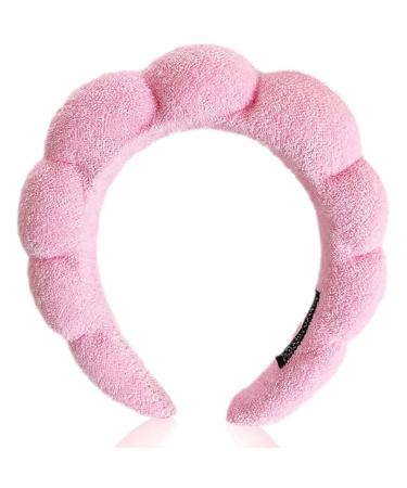 Gorgewg Sponge Spa Headband for Washing Face Cloud Headbands Puffy Makeup Skincare Hairband Chunky Terry Cloth Fashion Hair Hoop Cute Headwear Kawaii Spa Gifts Hair Accessories for Women Girls (Pink)
