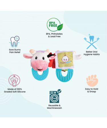 Wristy Buddy Cow Teether for Babies  0-2.5 yrs Baby Chew toys  Easy to hold Wrist Teethers for babies  Natural Organic Freezer Safe Teethers  Relief Sore Gums  Silicone BPA Free Baby Teething Toys Multi - Buy Online on GoSupps.com