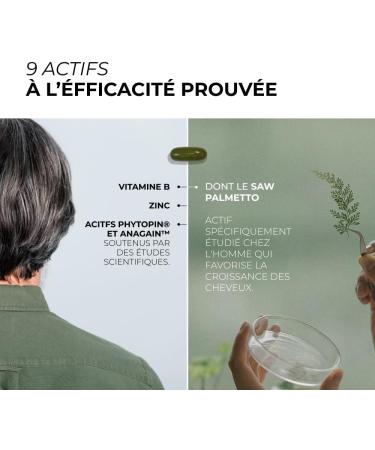 Cuure Anti-Hair Loss Complex for Men - 9 Active Ingredients - Biotin Zinc Saw Palmetto Vitamin B6 & B8 - Dense and Resistant Hair Growth - 30 Days - Made in France - Buy Online on GoSupps.com