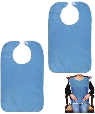 2 Pcs Adult Bibs for Men Women Adult Bibs Washable Clothing Protectors Adult Bibs Waterproof Bibs for Elderly Adults Blue - Buy Online on GoSupps.com