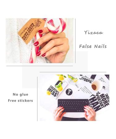 Yizaca Red Long Oval Press on Nails - 24PCS Full Cover Acrylic False Nails for Women and Girls - Buy Online on GoSupps.com