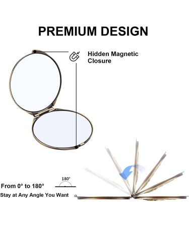 Retro Metal Compact Mirror 1x/2x Magnification - Bronze, Foldable & Portable - Buy Online on GoSupps.com