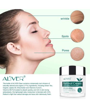 Retinol Night Cream Moisturiser for Face & Eyes High Strength 2.5% with Hyaluronic Acid Vitamin E Vitamin B5 Jojoba Oil Green Tea Shea Butter Wrinkle Anti-Aging Moisturiser 50ml - Buy Online on GoSupps.com
