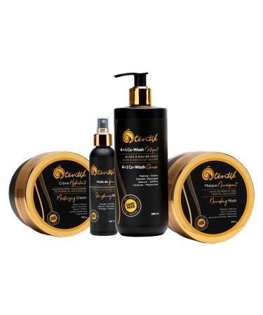 Gamme de traitement nourrissant de 4 produits pour les cheveux cr pus fris s et boucl s.