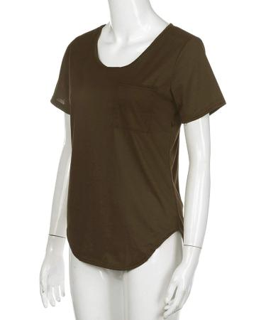 Buy Stylish Women's Casual Tops & T-Shirts - Loose Solid Color Pocket Round Neck Short Sleeve - J191 Green XXL - Buy Online on GoSupps.com