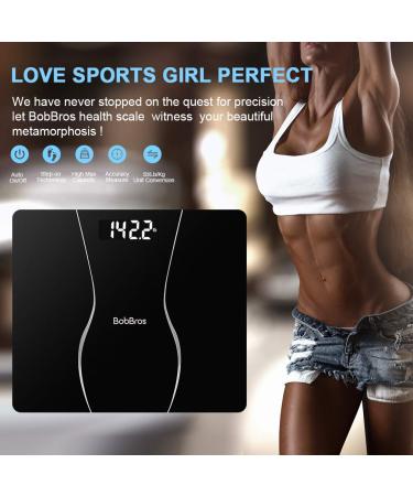 BobBros Digital Body Weight Scale - Step-On Technology, High Accuracy 0.2 lb/0.1 kg, 400 lbs/180 kgs Capacity (Black) - Buy Online on GoSupps.com