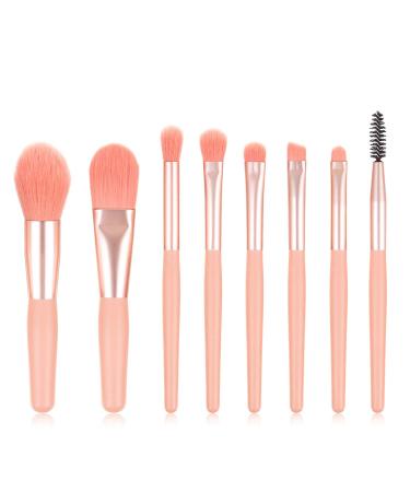 Makeup Brushes, 8 Pieces Small Makeup Brush Set, Cosmetics Professional Face Powder Foundation Blush Eyeshadow Makeup Brush Tool Travel Size (Pink)