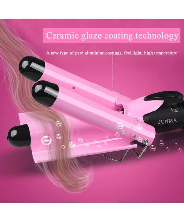 Buy 3 Barrel Waver Iron - Professional Ceramic Hair Curler with LCD Display | Pink Hair Styling Tool for Gorgeous Waves - International Shipping Available - Buy Online on GoSupps.com