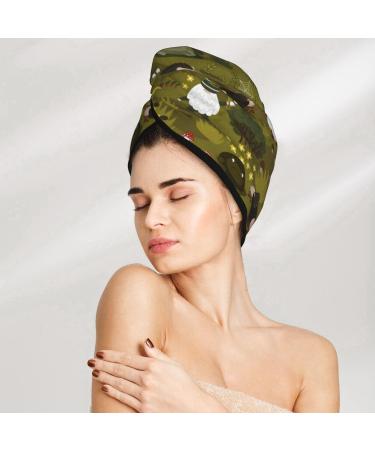 Hair Towel Wrap for Quick Drying - Gnomes Playing in The Garden Design | Premium Hair Turban with Button Closure for Effortless Use - Buy Online on GoSupps.com