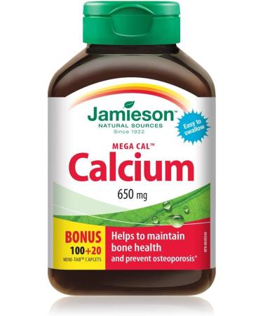 Jamieson MegaCal Calcium 650mg 100+20 Tablets & Vitamin D 2500IU NEW 180 Tablets Calcium 650mg+ 180 count (Pack of 1) - Buy Online on GoSupps.com