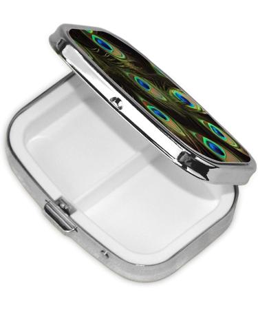 Peacock Feathers Small Pill Case - 2 Compartment Travel Pill Organizer & Cute Purse Gift - Buy Online on GoSupps.com