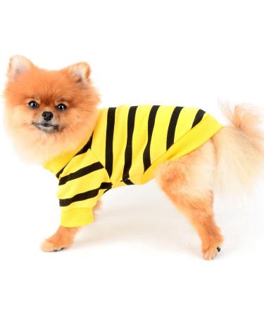 Paidful Striped Dog Shirt for Small & Medium Dogs | Breathable Summer Tank Tops for Pets | Heart Print Vest for Puppies & Chihuahuas | Dark Yellow - Size L - Buy Online on GoSupps.com