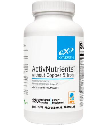 XYMOGEN ActivNutrients Without Copper & Iron - Multimineral Multivitamin for Men + Women with Folate B12 Zinc and Vitamin C Beta Carotene Selenium Supplement - Daily Multivitamin (120 Capsules)