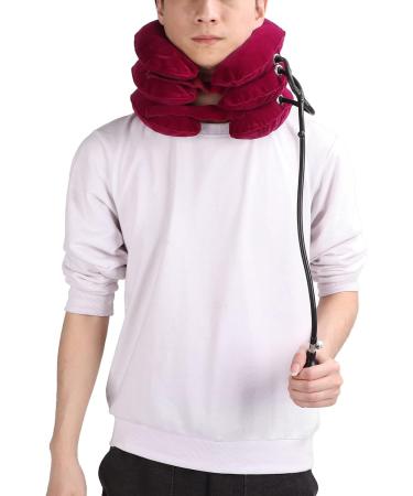 Cervical Neck Traction Device - Inflatable Neck Stretcher & Support Brace for Pain Relief (Rose Red) - Shop Internationally - Buy Online on GoSupps.com