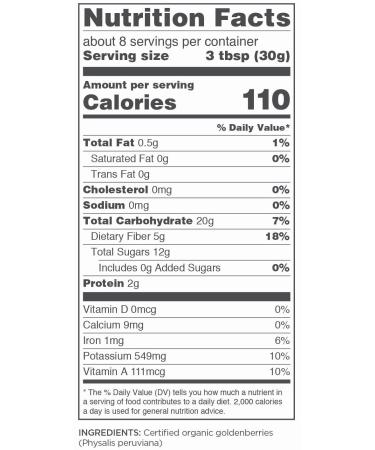 Navitas Organics Goldenberries 8 oz. Bag - Organic Non-GMO Sun-Dried Sulfite-Free - 8 Servings - Buy Online on GoSupps.com