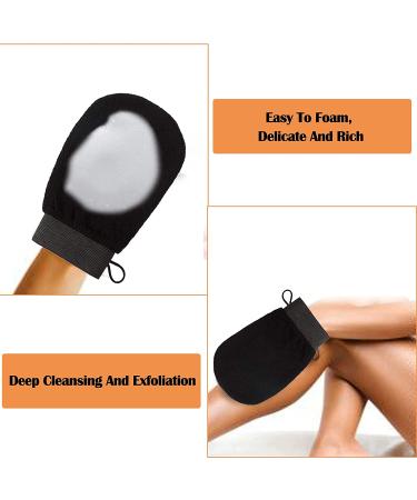 GENFORD 5-Piece Self Tanning Mitt Applicator Set - Fingerless Glove for Face & Body - Post Lotion Applicator - Black - Buy Online on GoSupps.com