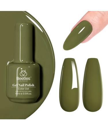 Beetles Green Gel Nail Polish 15ml Moss Green Natural Olive Color Gel Nail Polish Soak Off U V LED Nail Lamp Nail Art Manicure Salon and at Home DIY Gel