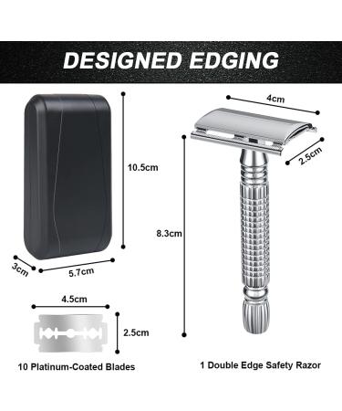 Uraqt Safety Razor for Men - Stainless Steel Vintage Razor Plane with 10 Blades Travel Etui & Built-in Mirror | High-Quality Wet Shaving - Buy Online on GoSupps.com