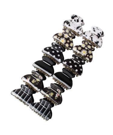 Floral Printed Small Acrylic Hair Claw Clips - Pack of 12 (Color D) - No-Slip Grip for Girls and Women - Buy Online on GoSupps.com