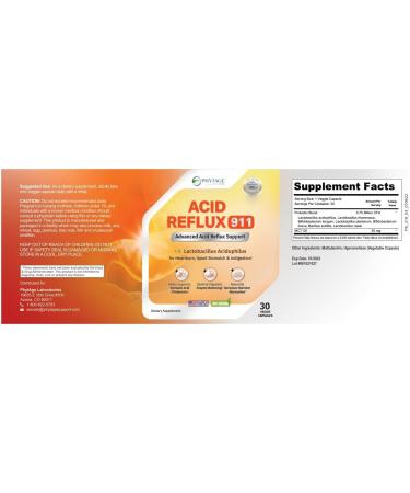 Natural Acid Reflux 911 Supplement - Relieve Heartburn Upset Stomach & Indigestion | 100% Natural GERD Acid Reducer - 30 Capsules - Buy Online on GoSupps.com