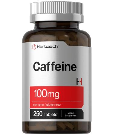 Horbäach Caffeine Pills 100mg | 250 Tablets | Vegetarian Formula | Non-GMO Gluten Free Supplement