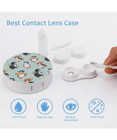 Cute Penguins Round Case For Contact Lens Kit Storage Box with Mirror Printed - Buy Online on GoSupps.com