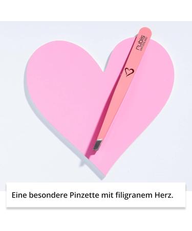 Rubis Tweezers Heart - Pink Slanted Eyebrow Tweezers with Heart Engraving | International Shipping - Buy Online on GoSupps.com