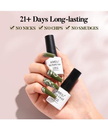 AIMEILI 2x8ml Soak Off Base Coat & No Wipe Top Coat Set - Long Lasting Mirror Finish Gel Polish - Buy Online on GoSupps.com