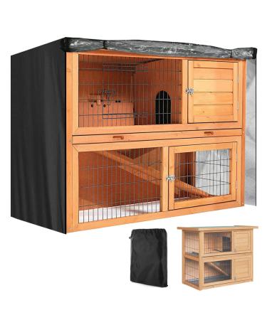 Gicov Rabbit Hutch Cover 4ft Waterproof Double Decker Rabbit Cage Cover Bunny Hutch Protector with Air Hole Visible Lid for Winter Outdoor