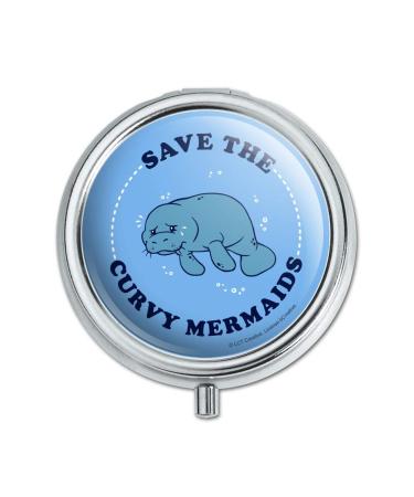 Save The Curvy Mermaids Manatee Funny Humor Pill Case Trinket Gift Box