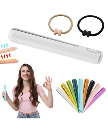 Mini Dual-purpose Curling Iron Upgrade 2-in-1 USB Hair Straightener Curling Iron Ceramic Mini Hair Curler Travel Curling Iron USB Rechargeable Curling Wand (H)