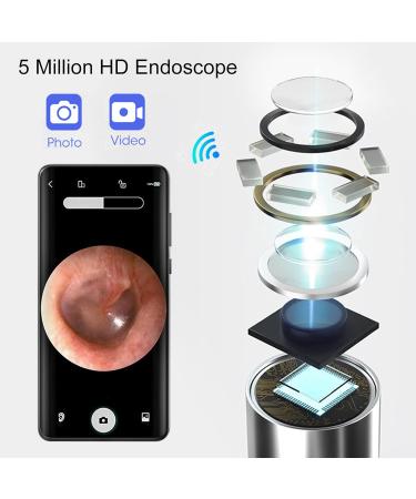 Intelligent WiFi Otoscope Ear Cleaner - 5MP HD Ear Wax Removal for All Ages | Earsworm Remover with LED - Black - Buy Online on GoSupps.com
