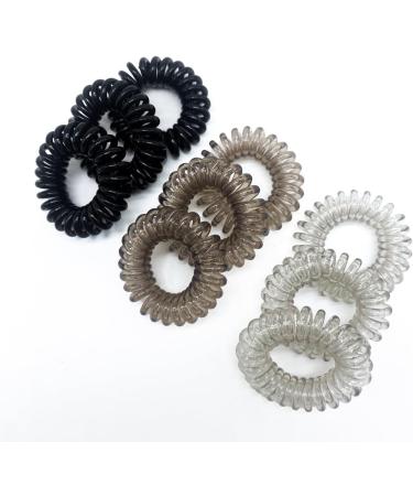 Urbane Corner : Sophisticated Set of 9 Telephone Hair Coils Spiral Hair ties for women in Classic Tones of Ebony Silver and Ivory or (black gray and brown) - Buy Online on GoSupps.com