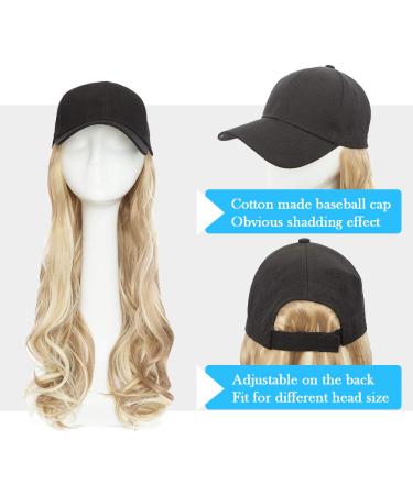 Sandy Blonde Mix Bleach Blonde Baseball Cap with Hair Extensions | Long Wavy Adjustable Hairpiece for Women - Buy Online on GoSupps.com