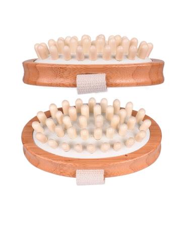 HAJIMSJU Anti Cellulite Massager Natural Bamboo Wooden Body Slimming Circulation Brush Muscle Relax Palm Sauna Spa Bath Massage Pack 2