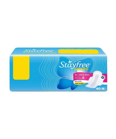 Stayfree Secure XL Ultra Thin Dry Cover Sanitary Pads For Women With Wings 40 Pads