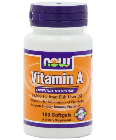 NOW Vitamin A 25 000 Iu 100 Softgels (Pack of 4)